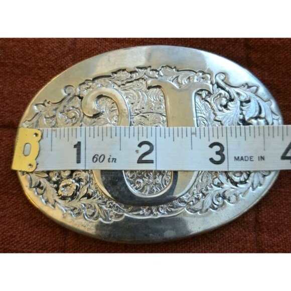 ADM Award Design Medals INC Solid Brass Vintage Belt Buckle Monogram Initial U - Picture 5 of 6
